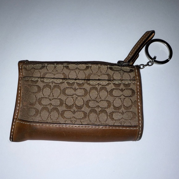 Coach Signature Brown and Tan Key Holder - Picture 2 of 3